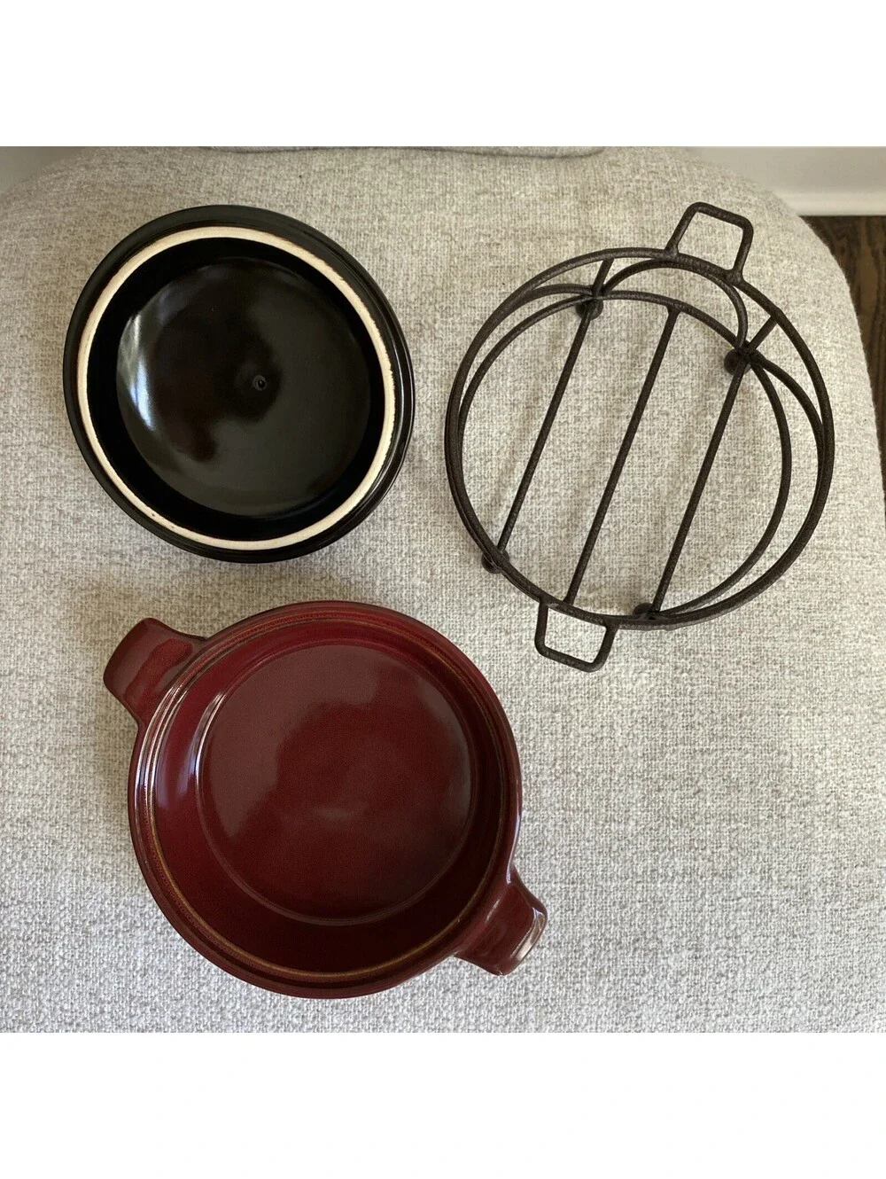 Tastefully Simple Brick Red 3 PC Set Dip Ceramic 6
